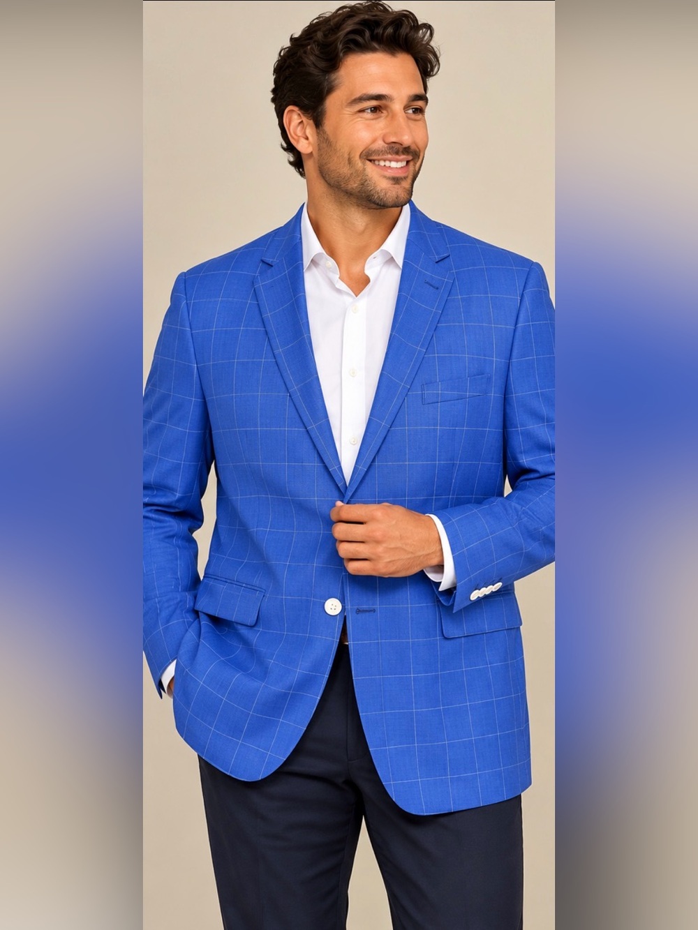 Tommy Hilfiger THFlex Men’s Size 20 Blue Windowpane Plaid Blazer Sport Coat